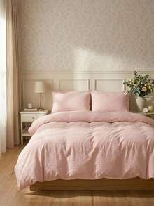 Cirelle 2/3 Pieces100% Polyester 3D Bubble Texture Bedding (Duvet Cover + 1/2 Pillowcases, No Comforter Included), All-Season Modern Polyester Bedding Collection - Peachskin - View 4