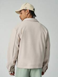 ÉpureWay Men's Fashionable Casual Zip-Up Long Sleeve Overcoat Crop Jacket For Men Men Zip Up Jacket Designer Jacket Men Men Summer Jacket Men Jackets Casual - Apricot - View 2