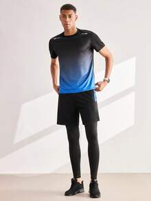 Driftmere 3pcs/Set Men's Outdoor Sports Running Basketball Football Jersey, Quick-Dry Breathable Fitness Suit Gym Workout - Blue - View 3