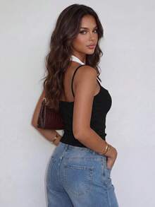 A Two Pieces, Shoulder-Strap Top For Women-Comfortable And Suitable For Any Style - Black - View 2