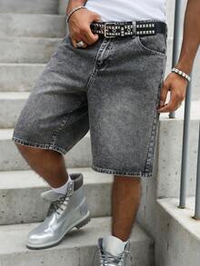 Manfinity EMRG American Hip-Hop Bag-In-Bag Design Unisex Denim Shorts - Black - View 4