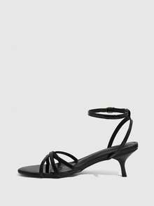 CUCCOO SZL Women's Shoes Summer 5.5CM Round Toe Open Toe With Sexy Versatile Elegant Black Stilettos Suitable For Daily Commuting/Beach/Party - Black - View 4