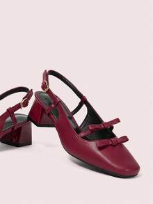 CUCCOO DOLLMOD Sepatu Mary Jane Gaya Retro Prancis Terbaru dengan Pita dan Hak Blok, Anggun & Elegan, Cocok untuk Hari Valentine, Natal, dan Musim Semi. - Bourgogne, - View 2