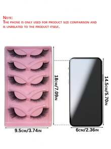New Cat-Eye False Eyelashes, 3D Natural Translucent Strip Lashes, Fluffy And Soft Crisscross Design, 5 Pairs, Manga Style False Eyelashes, Delicate Natural Lash-Like Effect, For Eyelash Extensions And Makeup. - Black - View 2