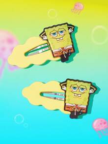 SpongeBob SquarePants | SHEIN 4入組海綿寶寶可愛波浪邊卡通雲朵髮夾 - 彩色 - 查看 8