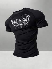 Gym Rark Men's Gothic Print T-Shirt And Long Pants Sports Set - Black - View 5