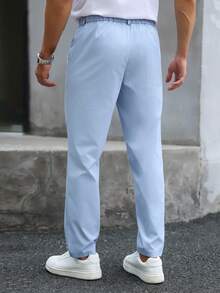 Manfinity Mode Pantalones de traje casual para hombre de unicolor con pliegues y bolsillos, para ir al trabajo y ceremonias - Celeste - Ver 2