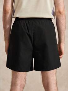 Courvante Men's Color Block Letter Print Shorts - Dark Grey - View 2