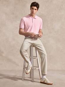 Courvante Men Solid Polo Shirt - Pink - View 7