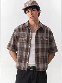 NORVETH Kemeja Lengan Pendek Pria Model Longgar Bahan PU, Terinspirasi Gaya Streetwear - MultiWarna - View 1