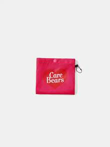 SHEIN X Care Bears 1件時尚輕便可折疊印花托特包，購物袋，便攜式單肩包，卡片收納袋，適用旅行與購物等 - 深玫紅 - 查看 6