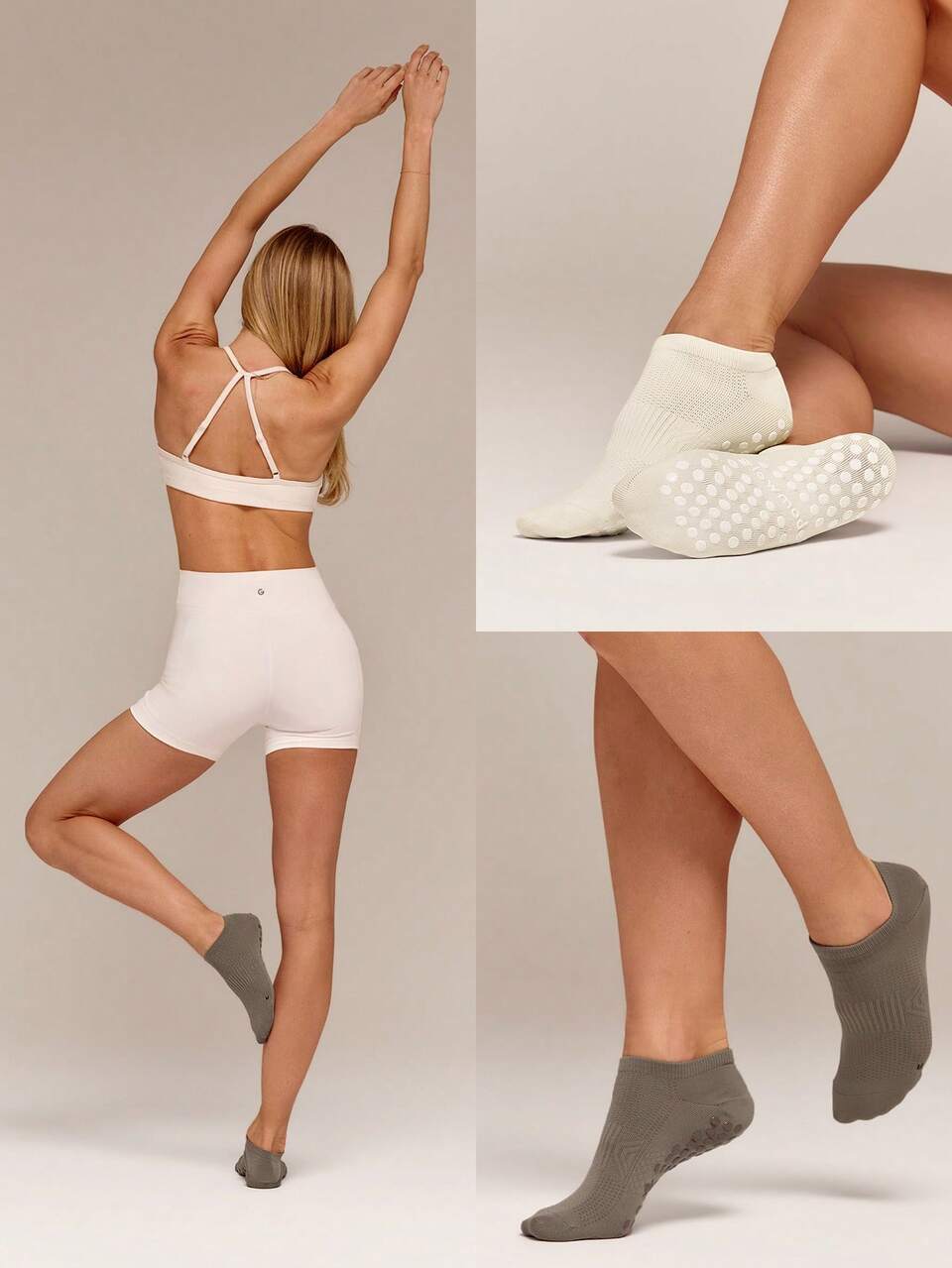 2-PairAirGrip Sweat-Wicking Odor Control Breathable Mesh Ankle Socks With Anti-Slip 3D Grip Left/Right Fit Daily Active Wear