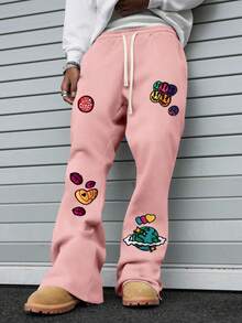 Manfinity Roghcode Men's Casual Denim Decor Sweatpants - Pink - View 6