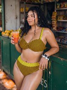 Swim Vcay Plus Size Women White Bikini Set Sexy Elegant Celestial Swimwear Vacation Beach Summer - Brown - View 1