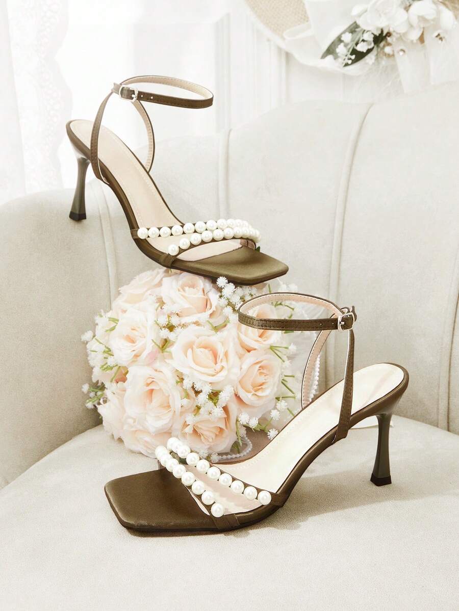 CUCCOO HITCHD Women's Pearl Slim Sandals, Elegant Casual And Comfortable Style, Worn In Work And Formal Occasions, Sandals Are Suitable For Dates And Parties - Green. - View 1