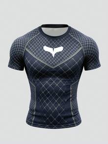 GymBeat Men's Plaid Print Raglan Short Sleeve Sports T-Shirt, Gym, Holiday - Black - View 4
