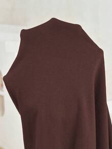 Plussiva Plus Size Maternity Solid Color Simple Round Neck Short Sleeve Loose Fit Dress - Brown - View 6