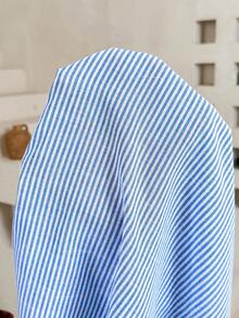 Plussiva Plus Size  Blue Striped Resort Two-Piece Set,Maternity Vacation Casual Striped Tank Top & Long Pants 2 Pieces Set - Blue - View 10