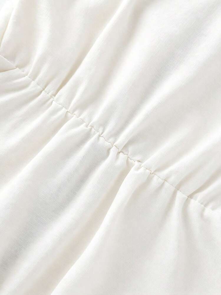GlowEve 女款優雅杏色貝殼刺繡對比色蝴蝶結設計飄逸袖開襟襯衫外套 - 白色 - 查看 6