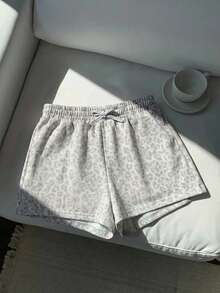 SHEIN Shorts informales con cordón y estampado de leopardo para niñas preadolescentes - Albaricoque - Ver 5