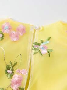SHEIN Glamorique Kids Prinzessinnenkleid für Baby Mädchen, besticktes Tüllkleid, Geburtstagsfeier, Hochzeits- und Feiertagsrobe, Puffärmel, Partykleidung, Abschlussballkleider, Abschlusskleider, Sommerkleid - Gelb - Übersicht 11