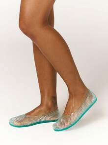 MUSERA Slip On Jelly Ballet Flats Spring Summer Holiday Ibizia Festival Tropic Vacation Bad Timing Fall Shoes - Green - View 2