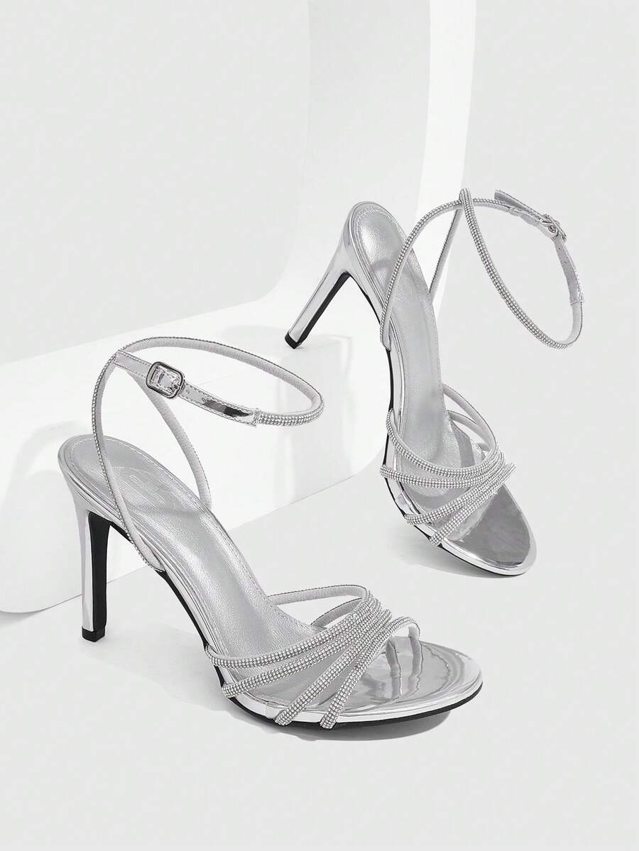 CUCCOO SZL Women's High Heels With Rhinestone Heels - Silver - View 1