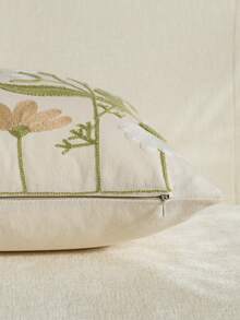 Cirelle 1件/2件 波希米亞風刺繡抱枕套 鼠尾草綠野花植物紋理 粗花呢紋理花卉枕套 適用沙發臥室（不含枕芯） - 橄欖綠 - 查看 4