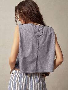 Bohemela Women Vacation Sleeveless Round Neck Tank Top,Summer Top - Dusty Purple - View 2