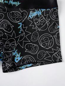Rick and Morty X SHEIN Men's Letter Print Colorblock Casual Daily Boxer Briefs - Black - View 6