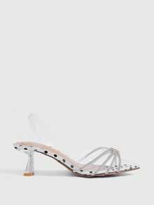 CUCCOO SZL Pantuflas de plástico con estampado ligero para interiores y exteriores, regalos de San Valentín, zapatos de verano, zapatos de primavera, vacaciones de primavera, Pascua, tacones de baile de graduación - Blanco / Negro - Ver 2