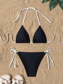 Swim Basics Conjunto de Bikini con Lazos Casual de Playa - Multicolor - Ver 1