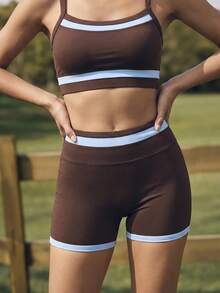 SHEIN Unity 2 Stücke Damen einfarbiger modischer Sport Yoga Fitness Freizeitanzug - Verschiedenfarbig - Übersicht 6