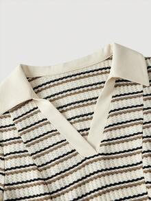 SHEIN Tween Girls Collared Short Sleeve Academy Style Split A-Line Dress, Fashionable And Comfortable For Spring/Summer - Multicolor - View 5