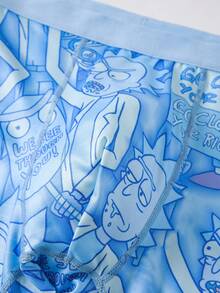 Rick and Morty X SHEIN Men's Funny Cartoon Print Boxer Briefs - Blue - View 3