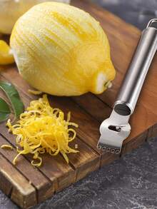 1pc Stainless Steel Lemon Zester, Orange Peeler, Citrus Peel Cutter, Kitchen Gadget, Bar Accessory, Kitchen Tool - Silver - View 9