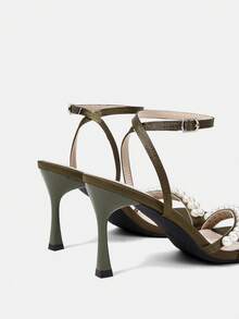 CUCCOO HITCHD Women's Pearl Slim Sandals, Elegant Casual And Comfortable Style, Worn In Work And Formal Occasions, Sandals Are Suitable For Dates And Parties - Green. - View 5