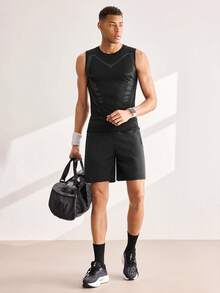 Driftmere Breathable Moisture-Wicking Compression Gym T-Shirt Tank Top For Boyfriend Style Men Summer Sports Workout Running - Black and White - View 9