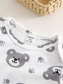 SHEIN Playful Pals 2件組男嬰長袖連身衣圍兜褲子套裝 灰色秋季可愛熊與字母刺繡 中性款新生兒嬰兒0-3T Mamas Boy 親子套裝 - 彩色 - 查看 8