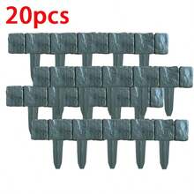 Set Of 20, Easy-To-Install Gray Stone-Patterned Plastic Garden Edging - Decorative Edging For Patios, Lawns, And Balconies, Perfect For Flower Beds And Landscape Borders - A - View 15