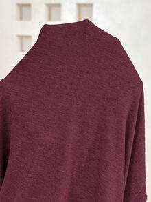 Plussiva Plus Size Maternity Solid Color Casual Versatile Everyday Top Maternity Photoshoot Summer - Burgundy - View 9