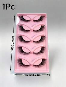 New Cat-Eye False Eyelashes, 3D Natural Translucent Strip Lashes, Fluffy And Soft Crisscross Design, 5 Pairs, Manga Style False Eyelashes, Delicate Natural Lash-Like Effect, For Eyelash Extensions And Makeup. - Black - View 7