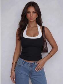 A Two Pieces, Shoulder-Strap Top For Women-Comfortable And Suitable For Any Style - Black - View 4