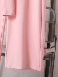 SHEIN 青少年女孩冬季穿搭上衣 2件/套 圓領甜美寬鬆輕便休閒修身短袖與長袖T恤 時髦畢業季六年級粉色 - 粉色 - 查看 9