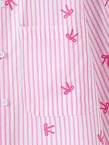 SHEIN Blusa ligera con protección solar a rayas para niña preadolescente, primavera y verano, vacaciones, verano, viaje - Rosa - Ver 5