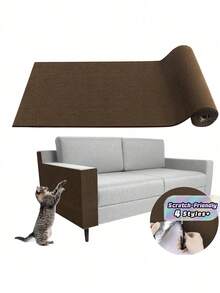 Alfombra rascadora para gatos autoadhesiva recortable, alfombra para poste rascador de gato, protector resistente a arañazos para sofá y muebles - Marrón - Ver 3