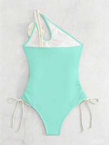 Swim SXY 女款一件式泳衣，附3D花卉裝飾，適合海灘度假 - 彩色 - 查看 3