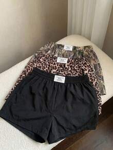 SHEIN EZwear 大尺碼女款牛仔休閒百搭日常出遊短褲 - 深灰色 - 查看 4