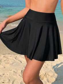 DAZY Women's Solid Color Beach Swim Bottoms Vacation Summer - Black - View 5