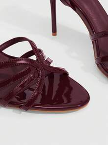 CUCCOO SZL Women's Fashion Pointed High-Heeled Sandals, Summer - Burgundy - View 5